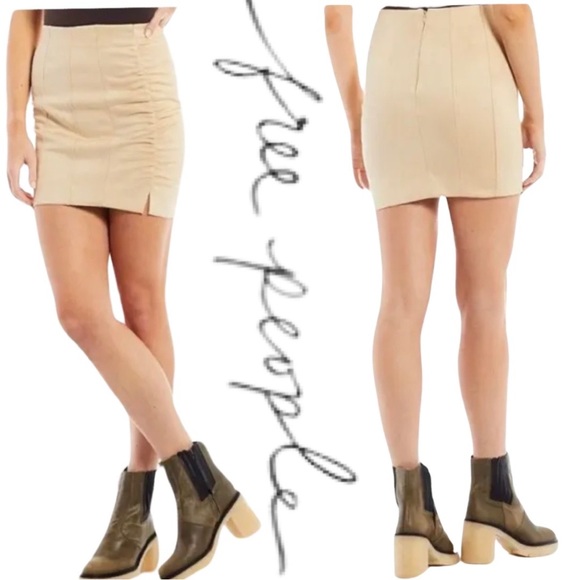 NWT $78 Free People Faux Suede Tan Size 0 - Picture 1 of 11
